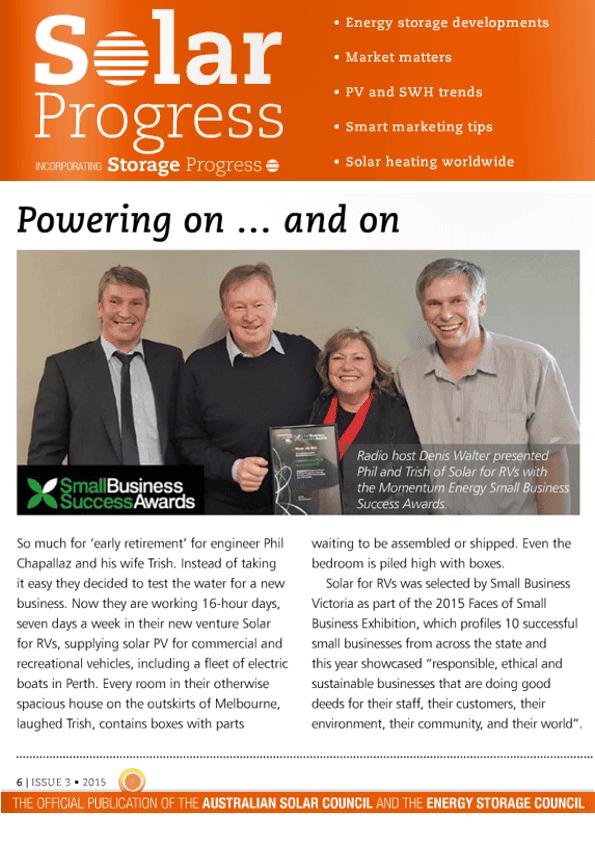 Solar 4 Rvs Featured In Australian Solar Council And The Energy Storage Council Magazine